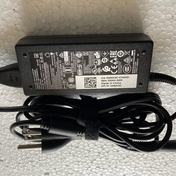 Genuine Dell Laptop 9RN2C 65W AC Power Adapter Charger with Cord - Picture 2 of 3